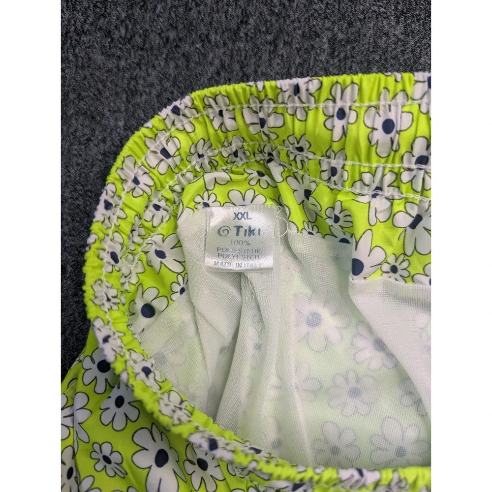 Tiki New Mens XXL Swim Trunks Neon Lime Green‎ Daisy Floral Made in Italy Shorts